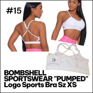 BOMBSHELL "PUMPED" SPORTSWEAR Sz XS Black Logo Workout Athletic Sports Bra